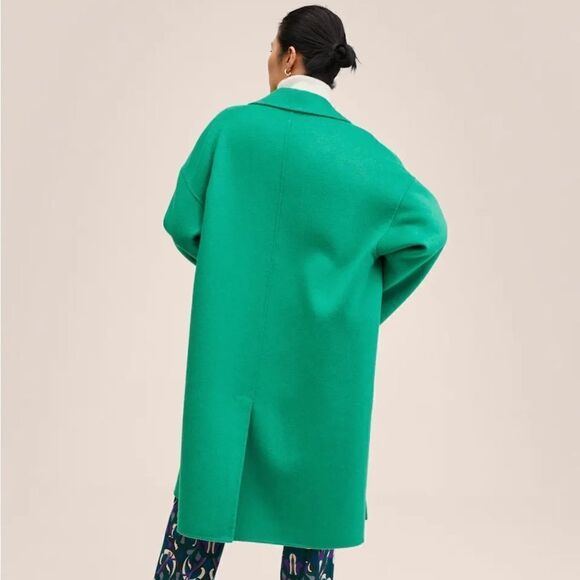Mango Handmade Wool Blend Coat Green - Picture 8 of 9